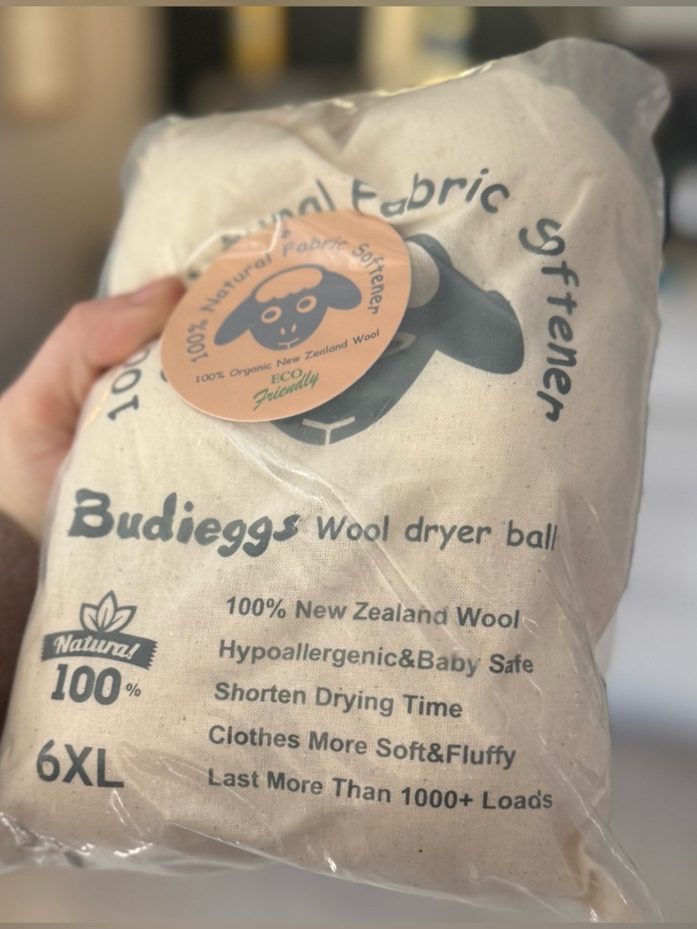 Budieggs 100% Natural Fabric Softener Wool Dryer Balls - Picture 3 of 4